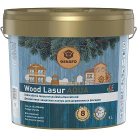 Dekoratiivne puidukaitsevahend Eskaro Wood Lasur Aqua valge 5 l