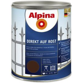 Metallivärv Alpina Direkt Auf Rost 750 ml, pähklipruun läikiv