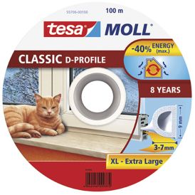 Aknatihend tesamoll® Classic D-profile 2 x 50 m valge, jooksva meetriga