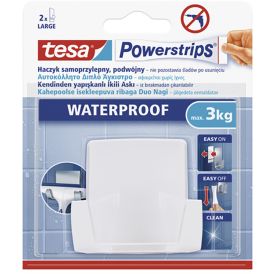 Nagi tesa® Powerstrips Waterproof Large 2-konksuga valge