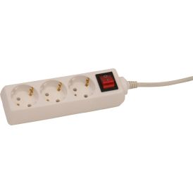 Pikendusjuhe lülitiga 3-pesa 1,5 m, valge