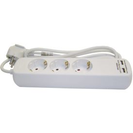 Pikendusjuhe Acuma 3 pistikupesaga 2 USB-A pesaga H05VV-F3G1,5 valge 1,5 m