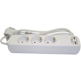 Pikendusjuhe Acuma 3 pistikupesaga 2 USB-A pesaga H05VV-F3G1,5 valge 3 m