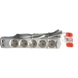 Pikendusjuhe Acuma 3 pistikupesaga 2 USB-A pesaga H05VV-F3G1,5 valge 1,5 m