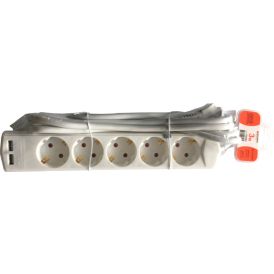 Pikendusjuhe Acuma 3 pistikupesaga 2 USB-A pesaga H05VV-F3G1,5 valge 3 m