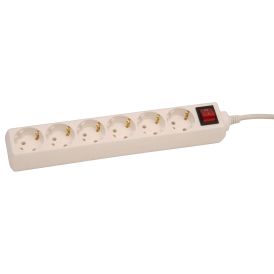 Pikendusjuhe lülitiga Acuma 6-pesaga H05VV-F 3G1,5 mm valge 3 m