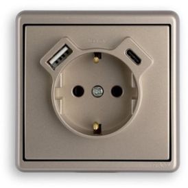 Maandusega pesa Efapel Apolo USB A+C platinum