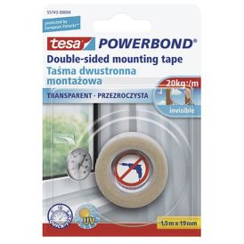 Kahepoolne teip tesa® läbipaistev 1,5 m x 19 mm