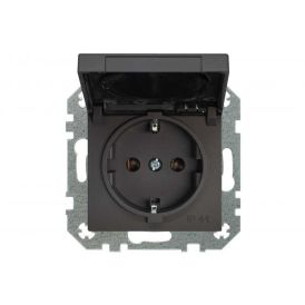 Pistikupesa Liregus Retro Schuko 16 A / 250 V kaanega, must