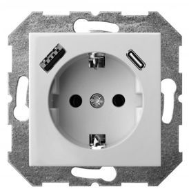 Pistikupesa Liregus Epsilon SCHUKO® USB A+C 3,4 A, valge