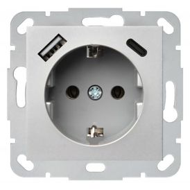 Pistikupesa Liregus Epsilon SCHUKO® USB A+C 3,4 A, metall