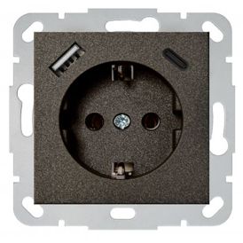 Pistikupesa Liregus Epsilon SCHUKO® USB A+C 3,4 A, must