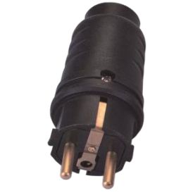 Pistik kummikattega Schuko 16A / 250 V IP44 must