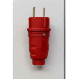 Pistik kummikattega Schuko 16A / 250 V IP44 punane