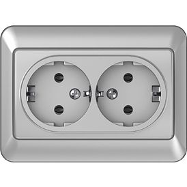 Süvistatav maandusega 2-ne pistikupesa SL-250 metallik