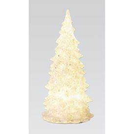 Jõulukaunistus kuusk LED-tuledega 5,5 x 12 cm, valge glitter
