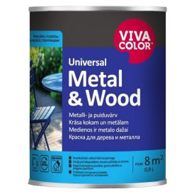 Metall- ja puitpindade värv Vivacolor Universal Metal & Wood A valge 0,9 l poolläikiv
