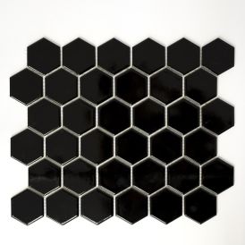 Mosaiik Hexagon must 32,5 x 28,1 cm Läikiv