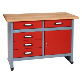 Töölaud Küpper 5 sahtlit ja kapp punane/hall 1200 x 600 mm
